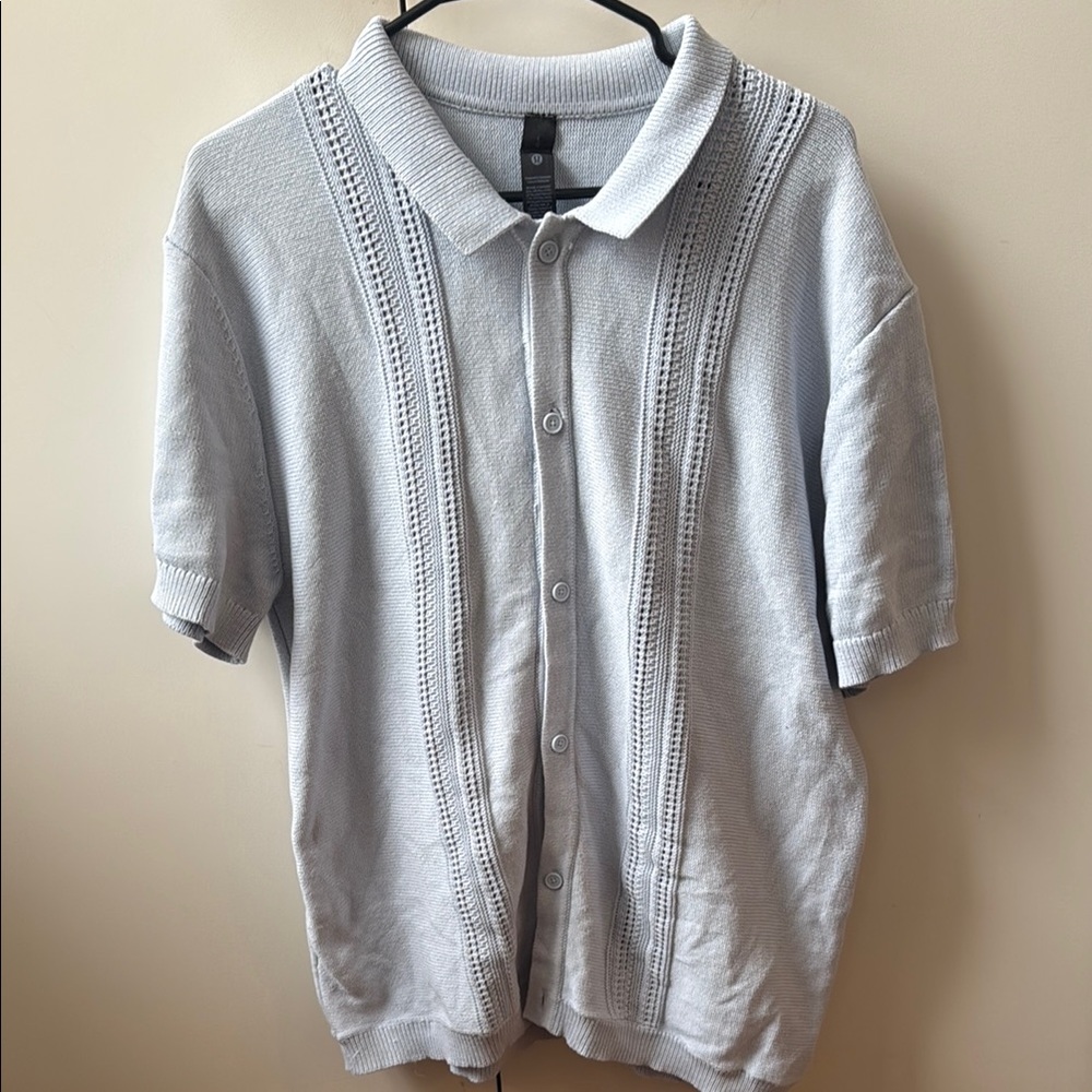 Lululemon Light Blue Short-Sleeve Polo Cardigan
